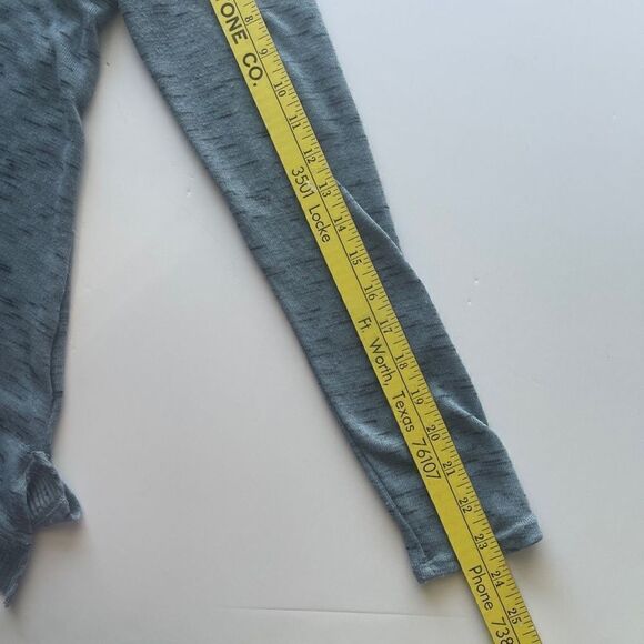 Ultra Flirt Blue Long Sleeve Knit Top with Snaps and Tie Neckline, MD - Picture 7 of 8